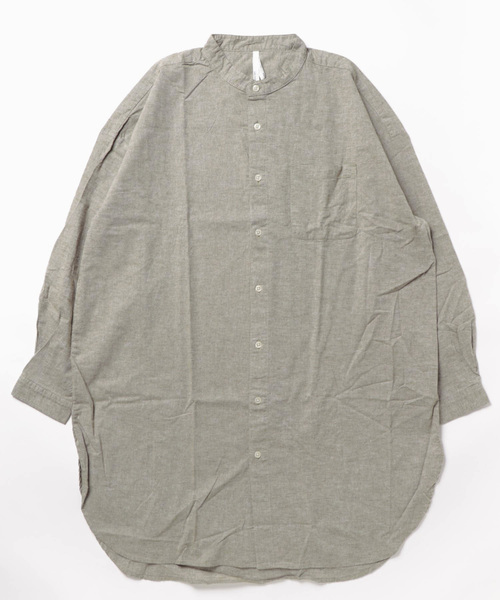 おしゃれスタ(オシャレスタ)の「綿麻ストレッチバンドカラーロングシャツ【IR】(シャツ/ブラウス・メンズ・ホワイト/ブラック/ネイビー/モカ/カーキ・M/L)」の7枚目の写真