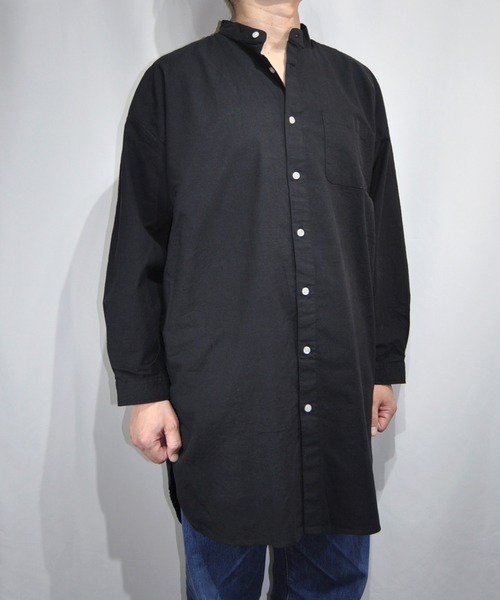 おしゃれスタ(オシャレスタ)の「綿麻ストレッチバンドカラーロングシャツ【IR】(シャツ/ブラウス・メンズ・ホワイト/ブラック/ネイビー/モカ/カーキ・M/L)」の15枚目の写真