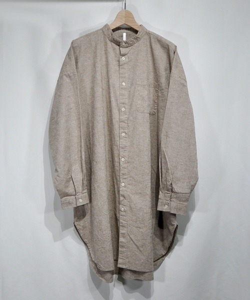 おしゃれスタ(オシャレスタ)の「綿麻ストレッチバンドカラーロングシャツ【IR】(シャツ/ブラウス・メンズ・ホワイト/ブラック/ネイビー/モカ/カーキ・M/L)」の11枚目の写真