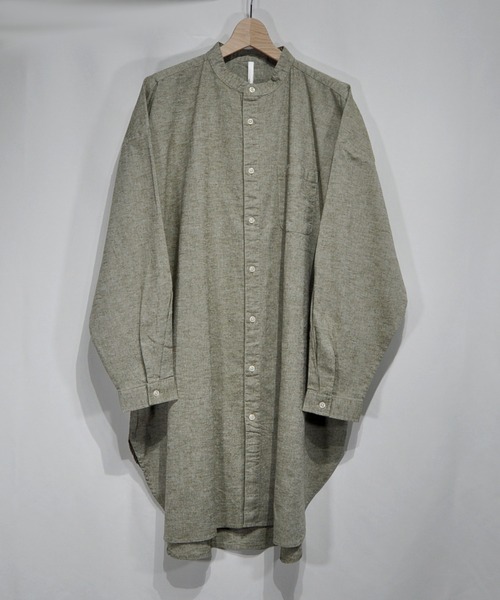 おしゃれスタ(オシャレスタ)の「綿麻ストレッチバンドカラーロングシャツ【IR】(シャツ/ブラウス・メンズ・ホワイト/ブラック/ネイビー/モカ/カーキ・M/L)」の9枚目の写真