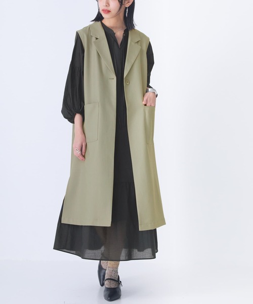 n'OrLABEL(ノアールレーベル)の「【廃盤】『テーラードロングジレベスト』(ベスト・レディース・カーキ/ベージュ/ブラック・1/2)」の3枚目の写真