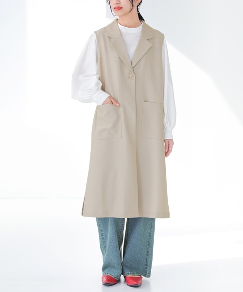 n'OrLABEL(ノアールレーベル)の「【廃盤】『テーラードロングジレベスト』(ベスト・レディース・カーキ/ベージュ/ブラック・1/2)」の4枚目の写真