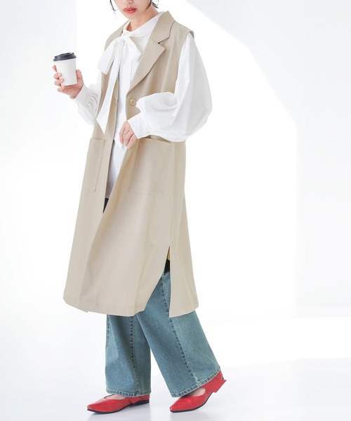 n'OrLABEL(ノアールレーベル)の「【廃盤】『テーラードロングジレベスト』(ベスト・レディース・カーキ/ベージュ/ブラック・1/2)」の7枚目の写真