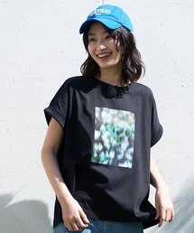 JEANS MATE | 汗染みの目立ちにくいTシャツ ZEROSTAIN ゼロステイン　撥水性　UVカット ローカルラウンドプリント　ボタニカルプリント　 Tシャツ(Tシャツ/カットソー)