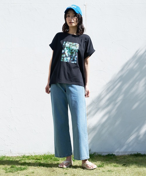 JEANS MATE（ジーンズメイト）の「汗染みの目立ちにくいTシャツ ZEROSTAIN ゼロステイン　撥水性　UVカット ローカルラウンドプリント　ボタニカルプリント　 Tシャツ（Tシャツ/カットソー・レディース・ホワイト/ブラック/イエロー/ミント/ピンク系その他/ダークベージュ・MEDIUM/LARGE）」の21枚目の写真