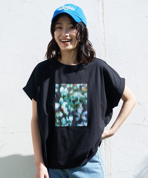 JEANS MATE（ジーンズメイト）の「汗染みの目立ちにくいTシャツ ZEROSTAIN ゼロステイン　撥水性　UVカット ローカルラウンドプリント　ボタニカルプリント　 Tシャツ（Tシャツ/カットソー・レディース・ホワイト/ブラック/イエロー/ミント/ピンク系その他/ダークベージュ・MEDIUM/LARGE）」の17枚目の写真