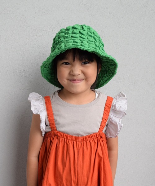 GRIN BUDDY（グリンバディ）の「【 GRIN BUDDY/グリンバディ】【キッズ】ポコポコ ポップコーン素材ハット/ワッフル ハット/マシュマロ ハット/ キルティング ハット/Kids Marsh Girl Hat（ハット・キッズ・ブラック/アイボリー/グリーン・54cm）」の6枚目の写真