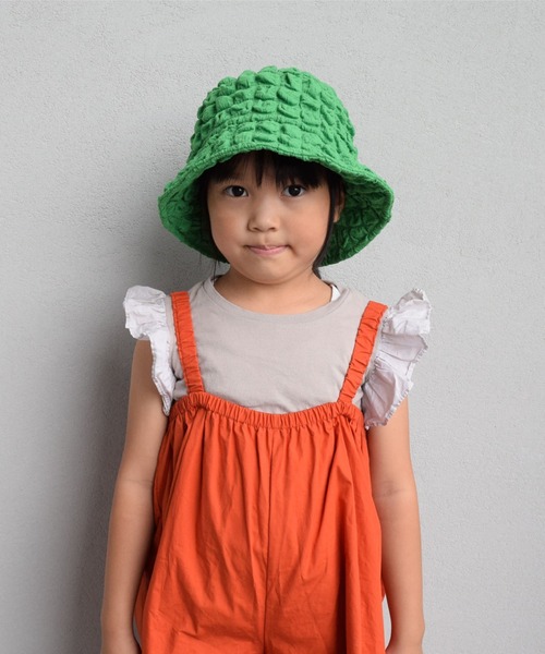 GRIN BUDDY（グリンバディ）の「【 GRIN BUDDY/グリンバディ】【キッズ】ポコポコ ポップコーン素材ハット/ワッフル ハット/マシュマロ ハット/ キルティング ハット/Kids Marsh Girl Hat（ハット・キッズ・ブラック/アイボリー/グリーン・54cm）」の4枚目の写真