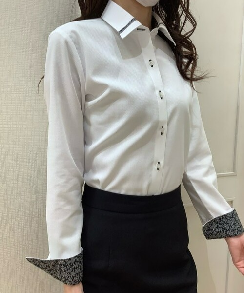 TOKYO SHIRTS（トウキョウシャツ）の「透け防止 形態安定ノーアイロン レギュラー 長袖ビジネスワイシャツ（ビジネスシャツ・レディース・ホワイト・L/XL/M/LL/S/XS）」の8枚目の写真
