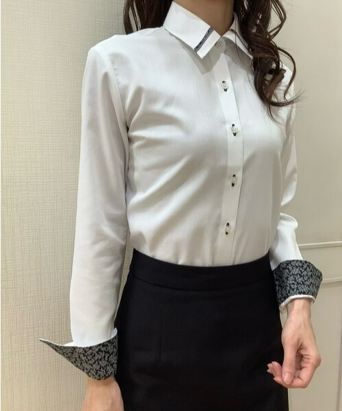 TOKYO SHIRTS（トウキョウシャツ）の「透け防止 形態安定ノーアイロン レギュラー 長袖ビジネスワイシャツ（ビジネスシャツ・レディース・ホワイト・L/XL/M/LL/S/XS）」の7枚目の写真