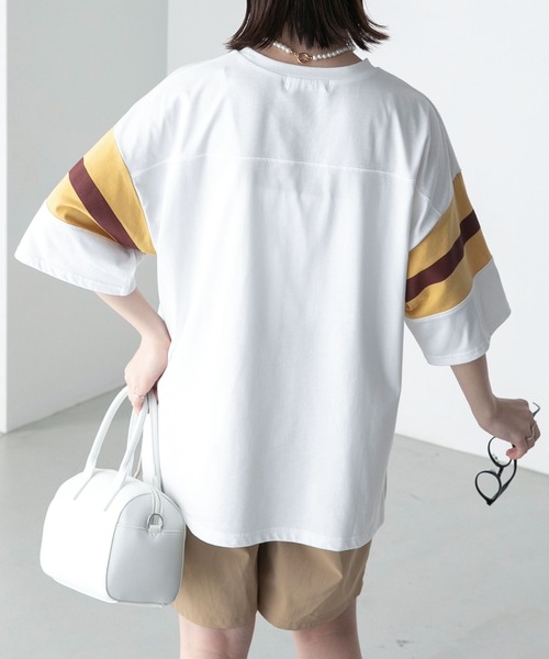 BONLECILL（ボンルシール）の「ナンバリング 配色ルーズ半袖Tシャツ（Tシャツ/カットソー・レディース・ブラック/オフホワイト/ネイビー/グリーン・FREE）」の9枚目の写真