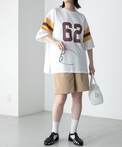 BONLECILL（ボンルシール）の「ナンバリング 配色ルーズ半袖Tシャツ（Tシャツ/カットソー・レディース・ブラック/オフホワイト/ネイビー/グリーン・FREE）」の10枚目の写真