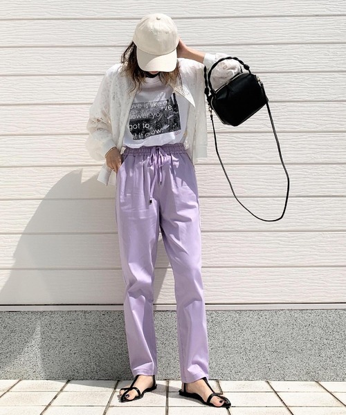 Q（キュー）の「コットンサテンイージーパンツ（その他パンツ・レディース・ラベンダー/ターコイズブルー/ブラック・MEDIUM）」の13枚目の写真