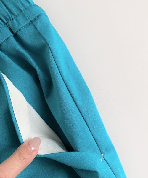 Q（キュー）の「コットンサテンイージーパンツ（その他パンツ・レディース・ラベンダー/ターコイズブルー/ブラック・MEDIUM）」の9枚目の写真