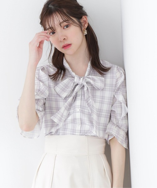 PROPORTION BODY DRESSING（プロポーションボディドレッシング）の「オープンショルダー2Wayボウタイブラウス/1213110406（シャツ/ブラウス・レディース・グレー/チャコールグレー/パープル/ラベンダー・SMALL/MEDIUM）」の4枚目の写真