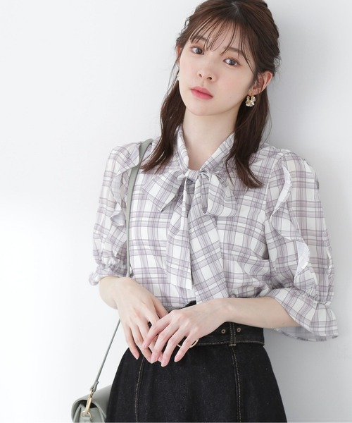 PROPORTION BODY DRESSING（プロポーションボディドレッシング）の「オープンショルダー2Wayボウタイブラウス/1213110406（シャツ/ブラウス・レディース・グレー/チャコールグレー/パープル/ラベンダー・SMALL/MEDIUM）」の2枚目の写真