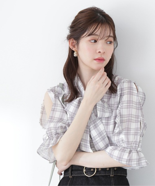 PROPORTION BODY DRESSING（プロポーションボディドレッシング）の「オープンショルダー2Wayボウタイブラウス/1213110406（シャツ/ブラウス・レディース・グレー/チャコールグレー/パープル/ラベンダー・SMALL/MEDIUM）」の9枚目の写真