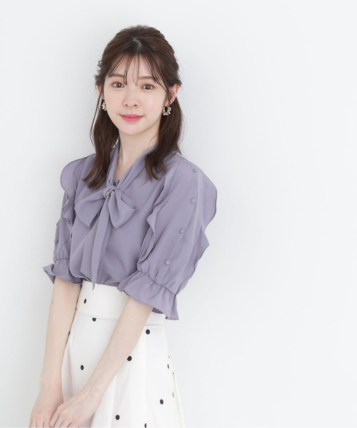 PROPORTION BODY DRESSING（プロポーションボディドレッシング）の「オープンショルダー2Wayボウタイブラウス/1213110406（シャツ/ブラウス・レディース・グレー/チャコールグレー/パープル/ラベンダー・SMALL/MEDIUM）」の7枚目の写真