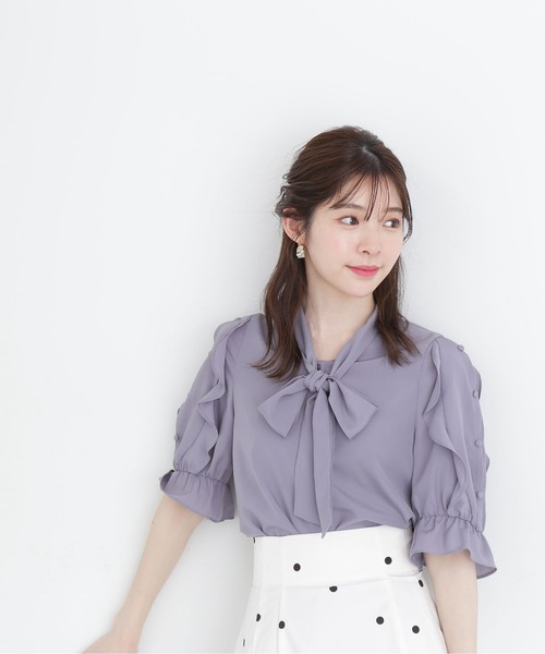 PROPORTION BODY DRESSING（プロポーションボディドレッシング）の「オープンショルダー2Wayボウタイブラウス/1213110406（シャツ/ブラウス・レディース・グレー/チャコールグレー/パープル/ラベンダー・SMALL/MEDIUM）」の14枚目の写真
