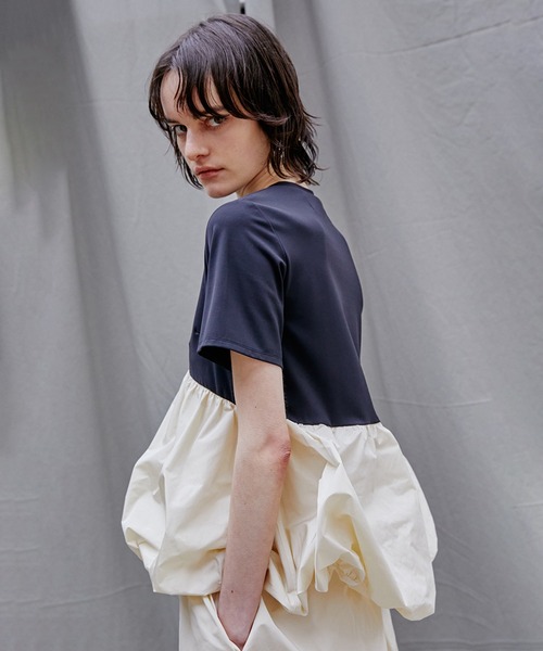 PRANK PROJECT（プランクプロジェクト）の「マイクロタフタバルーンヘムトップ / Micro Taffeta Balloon Hem Top（Tシャツ/カットソー・レディース・グレー/ホワイト/ブラック・FREE）」の10枚目の写真