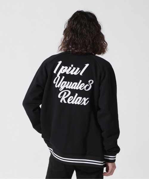 1piu1uguale3 RELAX（ウノピュウノウグァーレトレリラックス）の「1PIU1UGUALE3 RELAX/ウノピゥ ウノ ウグァーレ トレ リラックス/バックロゴスウェットスタジアムジャンパー（スタジャン・メンズ・ブラック・L/M/XL）」の4枚目の写真