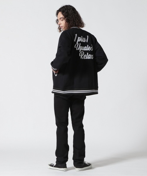 1piu1uguale3 RELAX（ウノピュウノウグァーレトレリラックス）の「1PIU1UGUALE3 RELAX/ウノピゥ ウノ ウグァーレ トレ リラックス/バックロゴスウェットスタジアムジャンパー（スタジャン・メンズ・ブラック・L/M/XL）」の6枚目の写真