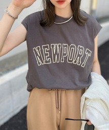 KOBE LETTUCE | コットン100%ロゴプリントフレンチスリーブモックネックTシャツ(Tシャツ/カットソー)
