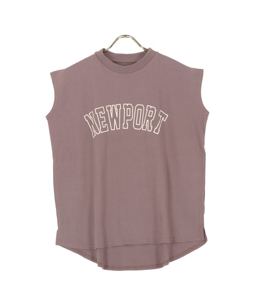 KOBE LETTUCE(コウベレタス)の「コットン100%ロゴプリントフレンチスリーブモックネックTシャツ(Tシャツ/カットソー・レディース・パープル系/ホワイト系/グレー系/ブラック系/グリーン系1/パープル系1/ブラック系1/グレー系1/グリーン系/ホワイト系1/ブラウン系1/ブラウン系・1/2)」の8枚目の写真