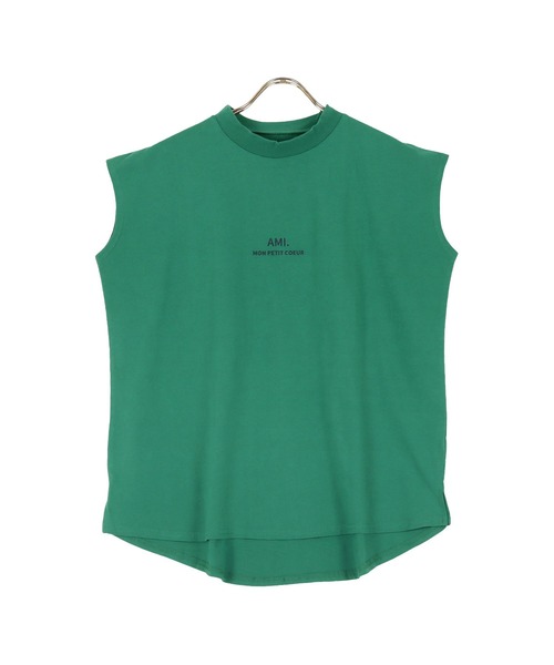 KOBE LETTUCE(コウベレタス)の「コットン100%ロゴプリントフレンチスリーブモックネックTシャツ(Tシャツ/カットソー・レディース・パープル系/ホワイト系/グレー系/ブラック系/グリーン系1/パープル系1/ブラック系1/グレー系1/グリーン系/ホワイト系1/ブラウン系1/ブラウン系・1/2)」の11枚目の写真