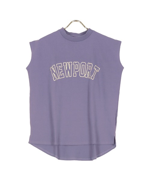 KOBE LETTUCE(コウベレタス)の「コットン100%ロゴプリントフレンチスリーブモックネックTシャツ(Tシャツ/カットソー・レディース・パープル系/ホワイト系/グレー系/ブラック系/グリーン系1/パープル系1/ブラック系1/グレー系1/グリーン系/ホワイト系1/ブラウン系1/ブラウン系・1/2)」の12枚目の写真