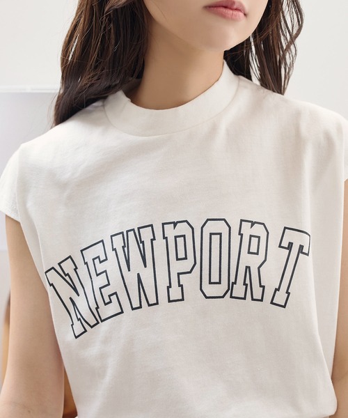 KOBE LETTUCE(コウベレタス)の「コットン100%ロゴプリントフレンチスリーブモックネックTシャツ(Tシャツ/カットソー・レディース・パープル系/ホワイト系/グレー系/ブラック系/グリーン系1/パープル系1/ブラック系1/グレー系1/グリーン系/ホワイト系1/ブラウン系1/ブラウン系・1/2)」の18枚目の写真