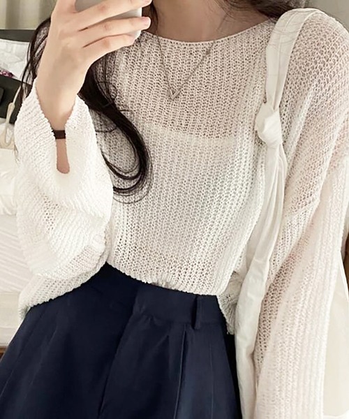 Girly Doll(ガーリードール)の「ボートネックサマーニットプルオーバー(ニット/セーター・レディース・グレー/ブラック/ベージュ/ホワイト・F)」の11枚目の写真