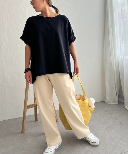 LBC(エルビーシー)の「袖ギャザーリボンチュニック(Tシャツ/カットソー・レディース・ブラック/ベージュ/ホワイト・M)」の21枚目の写真