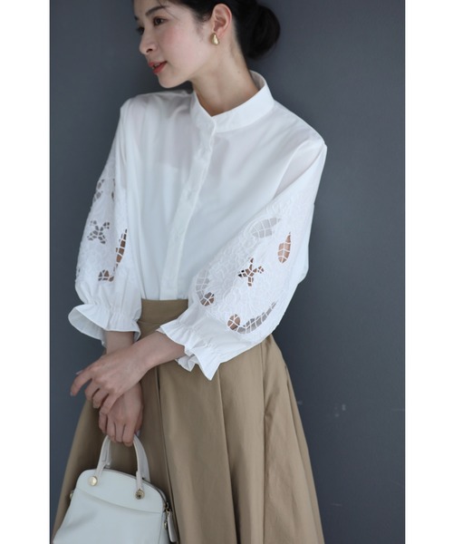 cawaii（カワイイ）の「ふっくらカッティングレース袖のシャツトップス 長袖（シャツ/ブラウス・レディース・ホワイト・FREE）」の14枚目の写真