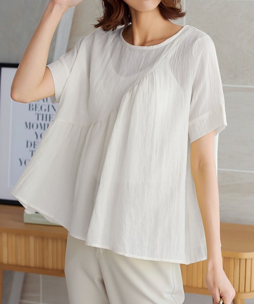 アシンメトリーシアーガーゼブラウス