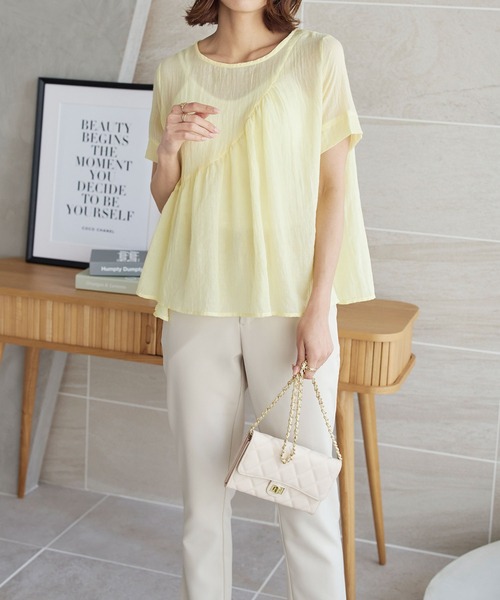 アシンメトリーシアーガーゼブラウス