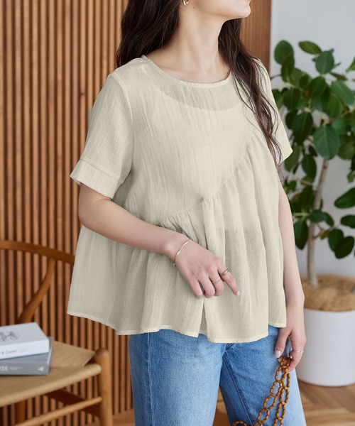 アシンメトリーシアーガーゼブラウス