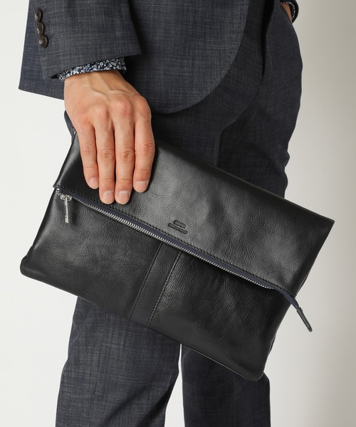 CROWDED CLOSET（クラウデッドクローゼット）の「【SEEKER(シーカー)】オイルレザー 2WAY口折れクラッチショルダー（クラッチバッグ・メンズ・グリーン/ネイビー/ブラック・FREE）」の3枚目の写真