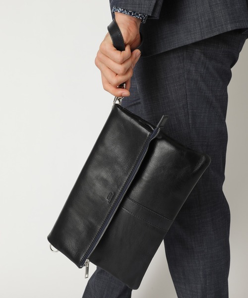 CROWDED CLOSET（クラウデッドクローゼット）の「【SEEKER(シーカー)】オイルレザー 2WAY口折れクラッチショルダー（クラッチバッグ・メンズ・グリーン/ネイビー/ブラック・FREE）」の4枚目の写真