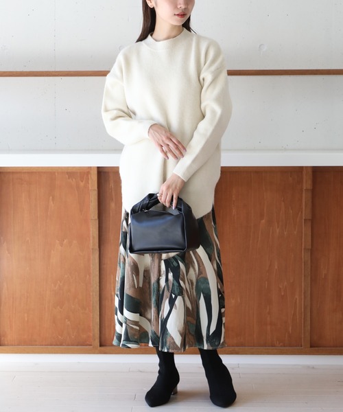 SETUP7(セットアップセブン)の「【SETUP7】デザインミディアム丈フレアスカート KNF018(スカート・レディース・グリーン/オレンジ・FREE)」の6枚目の写真