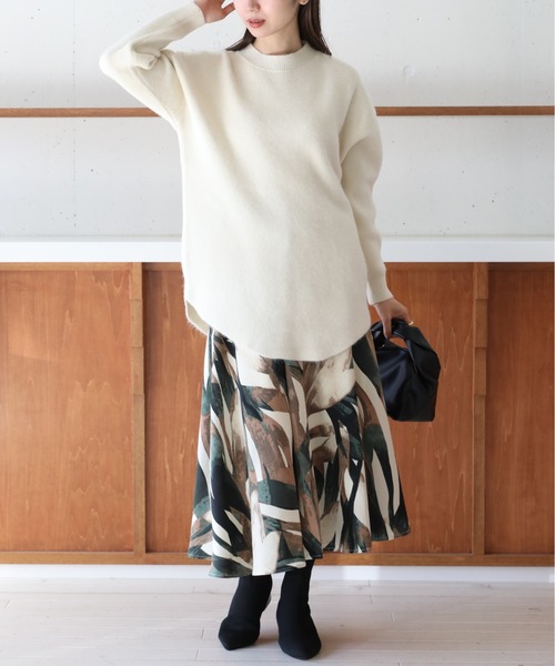 SETUP7(セットアップセブン)の「【SETUP7】デザインミディアム丈フレアスカート KNF018(スカート・レディース・グリーン/オレンジ・FREE)」の7枚目の写真