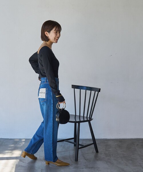 coen（コーエン）の「ストレートデニムパンツ（デニムパンツ・レディース・ブラック/コバルトブルー・S/M/L）」の5枚目の写真