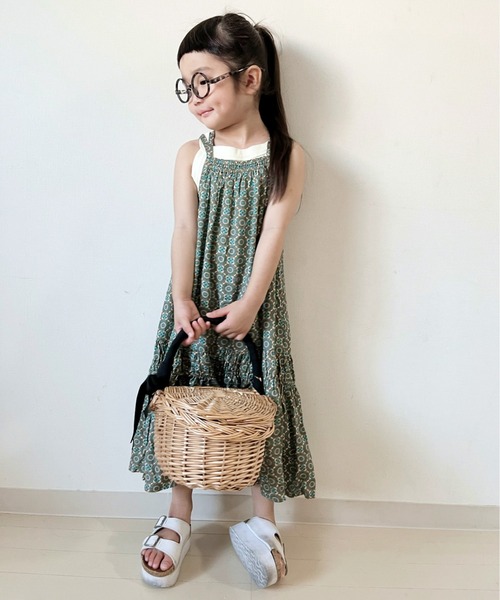 CIAOPANIC TYPY（チャオパニックティピー）の「【KIDS】バティック&ペイズリー柄レーヨンギャザーキャミワンピ（ワンピース・キッズ・オレンジ/ブルー・105/120/140/150）」の2枚目の写真