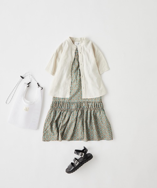 CIAOPANIC TYPY（チャオパニックティピー）の「【KIDS】バティック&ペイズリー柄レーヨンギャザーキャミワンピ（ワンピース・キッズ・オレンジ/ブルー・105/120/140/150）」の8枚目の写真