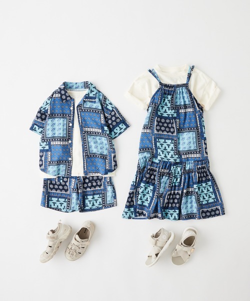 CIAOPANIC TYPY（チャオパニックティピー）の「【KIDS】バティック&ペイズリー柄レーヨンギャザーキャミワンピ（ワンピース・キッズ・オレンジ/ブルー・105/120/140/150）」の9枚目の写真