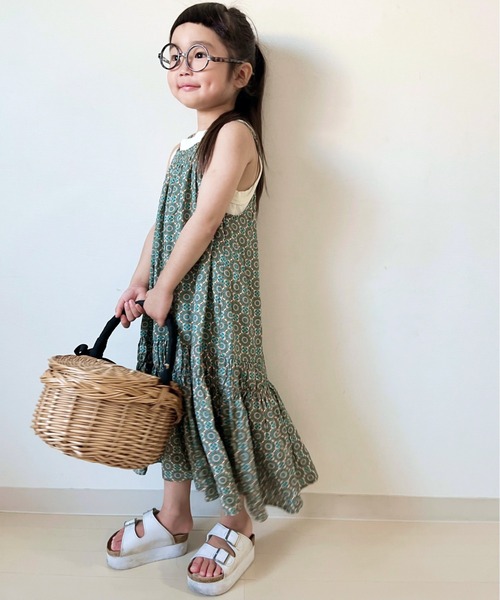 CIAOPANIC TYPY（チャオパニックティピー）の「【KIDS】バティック&ペイズリー柄レーヨンギャザーキャミワンピ（ワンピース・キッズ・オレンジ/ブルー・105/120/140/150）」の13枚目の写真