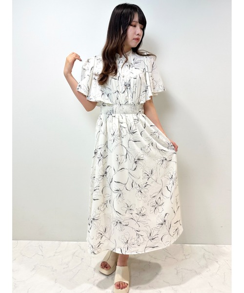 セシルマクビー ワンピース 花柄 花柄肩リボンワンピース｜ワンピース｜CECIL McBEE(セシル