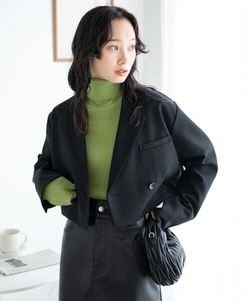 WEGO（ウィゴー）の「WEGO/ショートテーラードジャケット（テーラードジャケット・レディース・ブラック/杢グレー・FREE）」の2枚目の写真