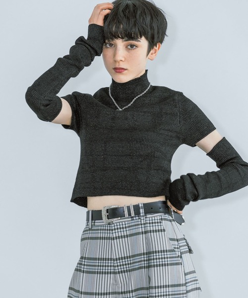 PAGEBOY（ページボーイ）の「2WAYスリーブリブTOPS（ニット/セーター・レディース・ブラック/ブラック系その他/ホワイト系その他・FREE）」の13枚目の写真