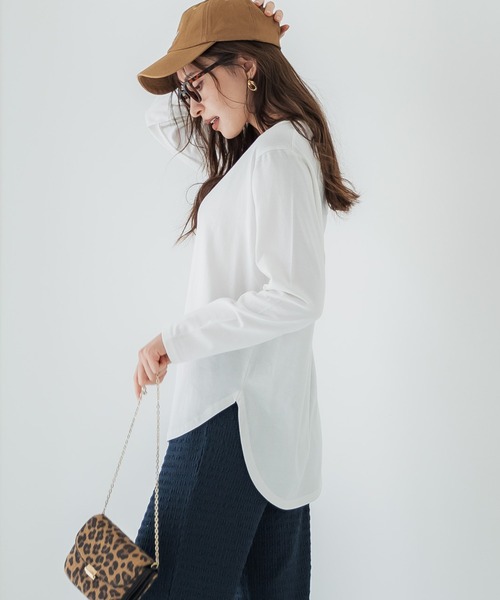 coca(coca)(コカ)の「テールカットコットンカットソー(Tシャツ/カットソー・レディース・ホワイト/その他1/ブラック・L/M)」の4枚目の写真